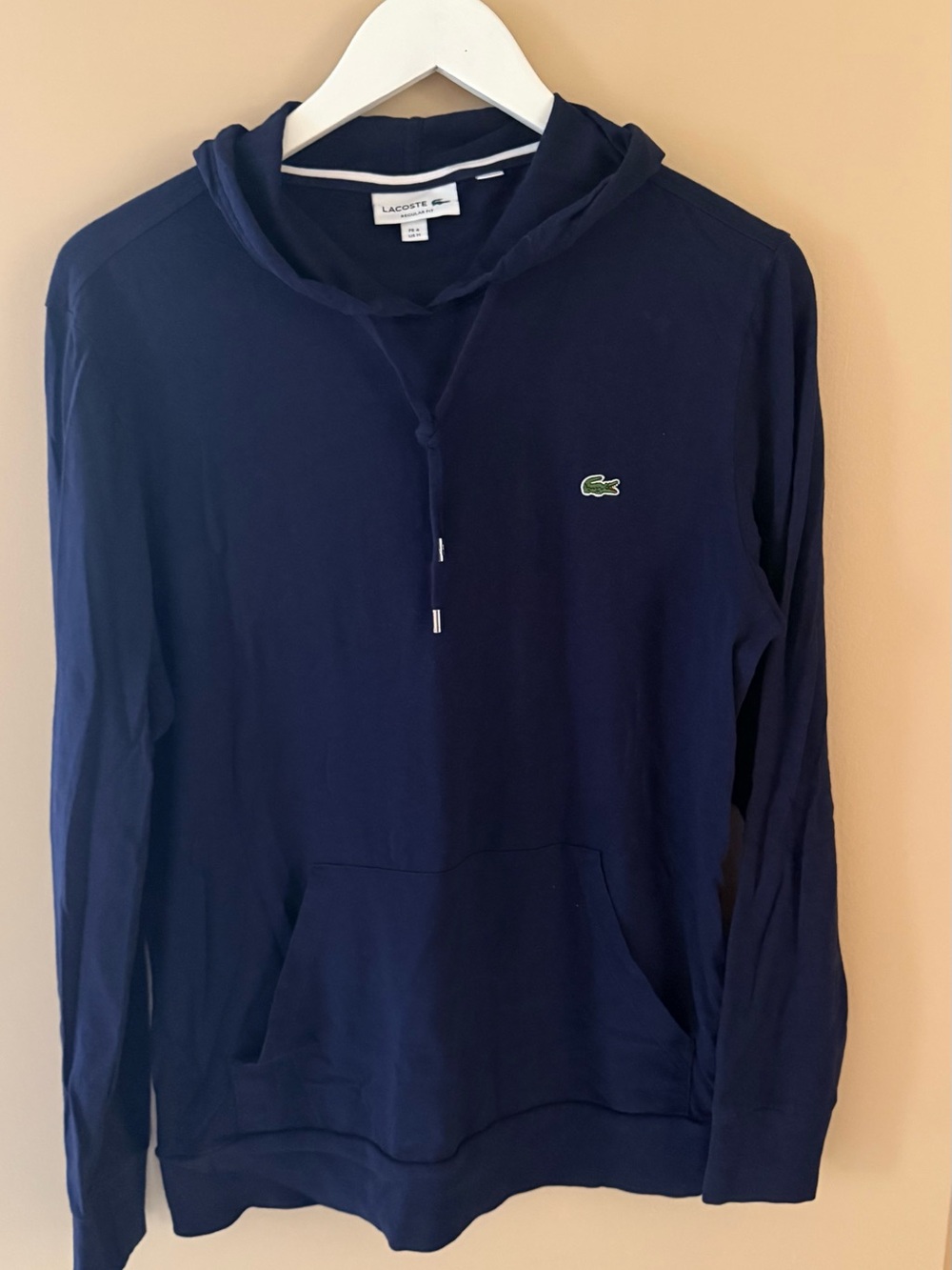 Lacoste Navy Crewneck Hooded Pullover with Crocodile Logo